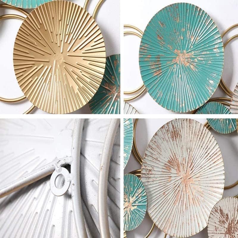 METAL WALL ART – PREMIUM HANDCRAFTED ANTIQUE GOLD & TURQUOISE GREEN CIRCLE DESIGN
