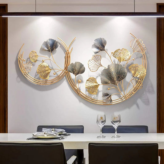 Gold Color Metal Wall Decor Leaf Wall Hanging Decoration,