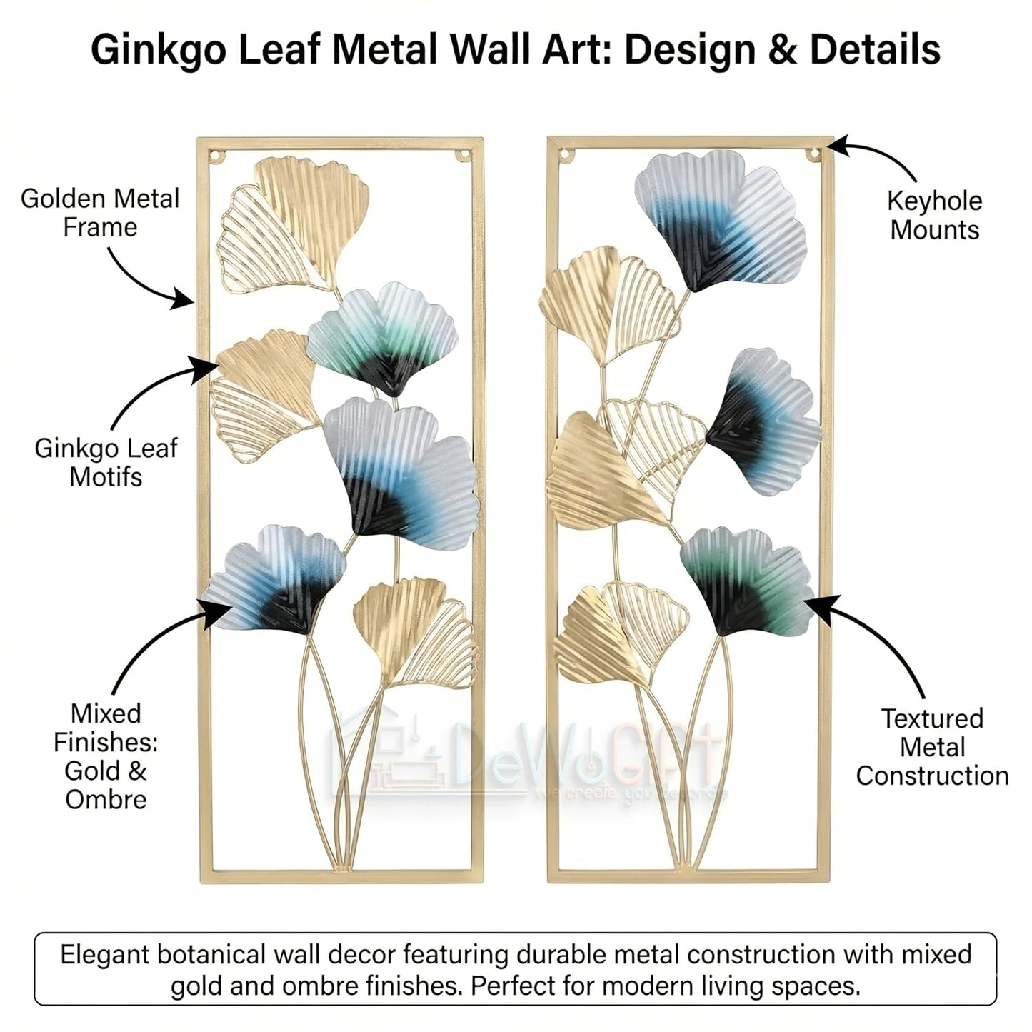 Metal Wall Art Modern Wall Hanging for Bedroom & Home