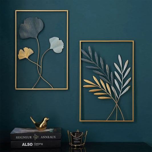 Gold Color Metal Wall Decor Leaf Wall Hanging Decoration,(W-2P)