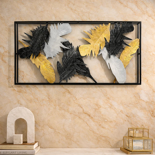 Gold Color Metal Wall Decor Leaf Wall Hanging Decoration,