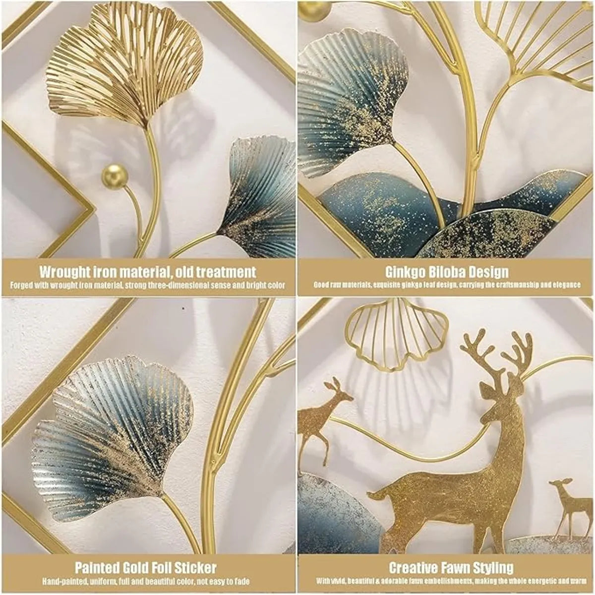 Metal Wall Art Modern Wall Hanging for Bedroom & Home (W-DEER)