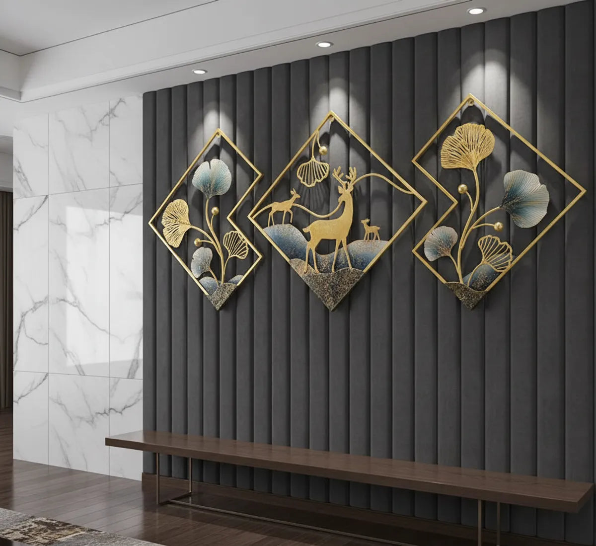 Metal Wall Art Modern Wall Hanging for Bedroom & Home (W-DEER)